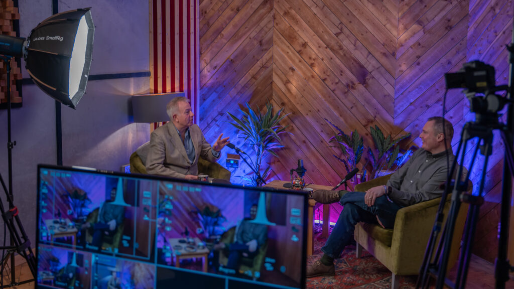 Neil and Glyn Recording the Podcast.